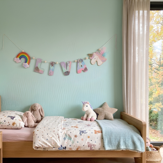 Knutselpakket houten naamslinger - Thema Unicorn