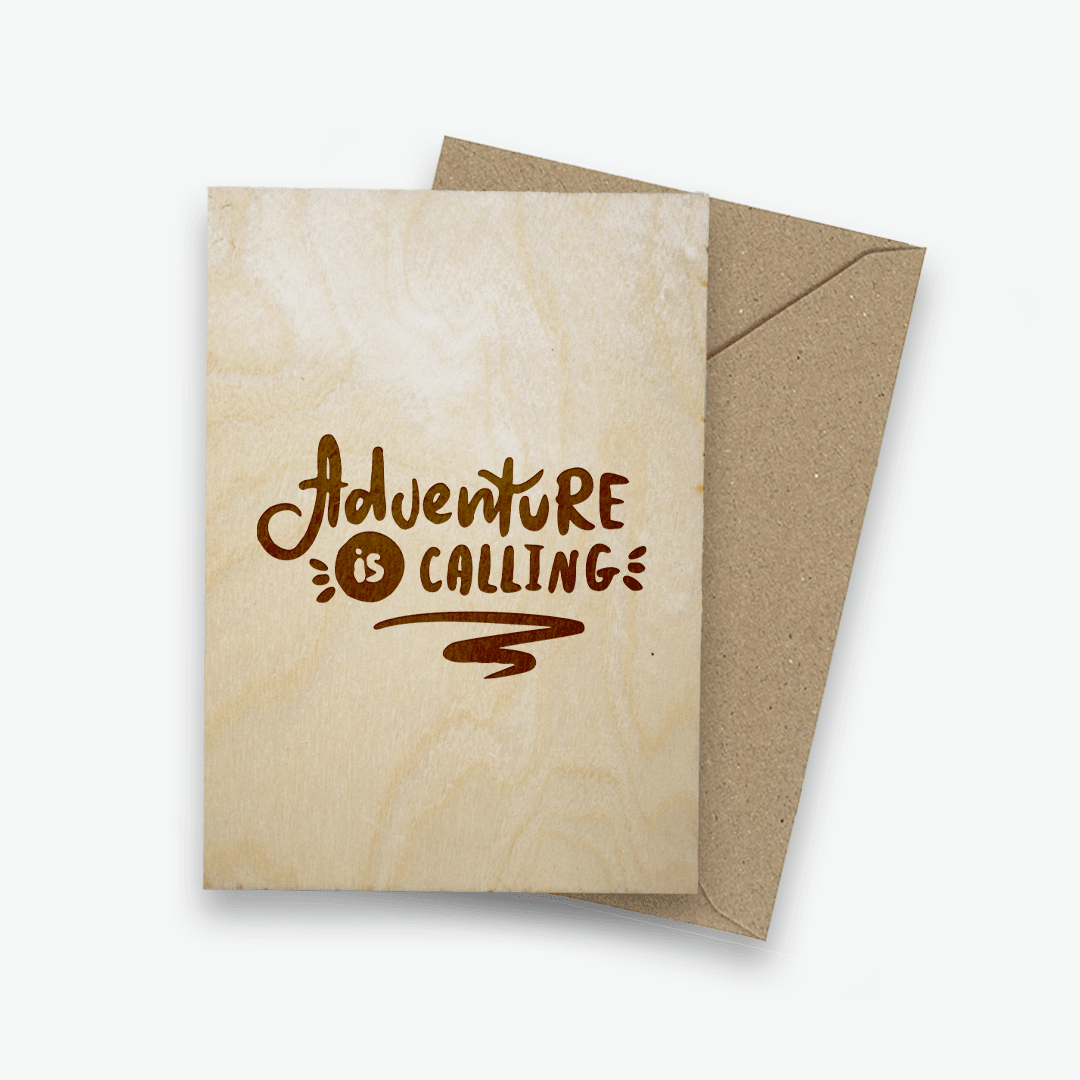 Houten ansichtkaart - Adventure calling - Creating adventure