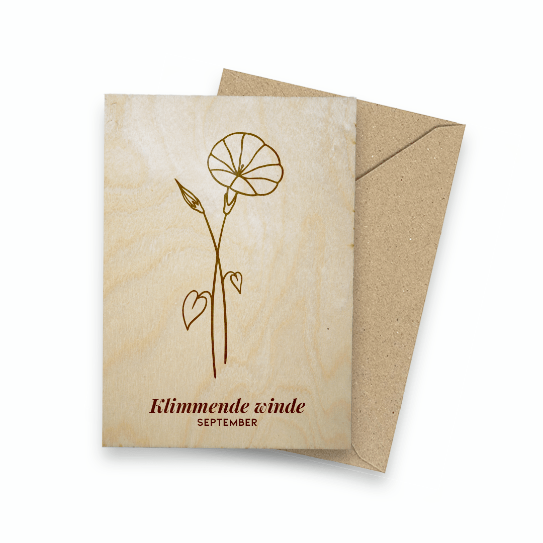 Houten ansichtkaart geboortebloem September - Creating adventure