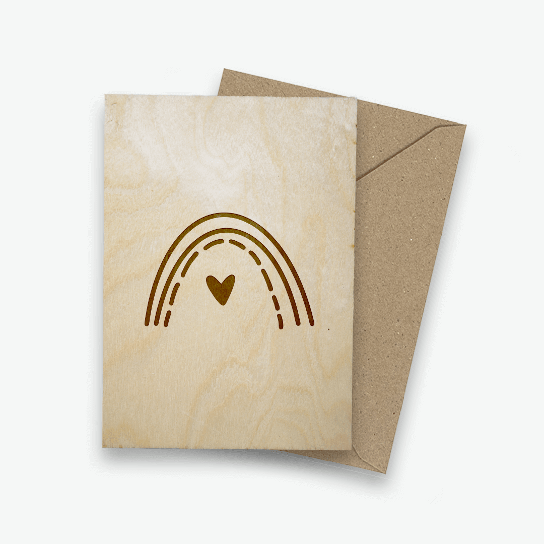 Houten ansichtkaart - Regenboog - Creating adventure