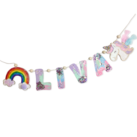 Knutselpakket houten naamslinger - Thema Unicorn