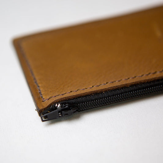 Leren mini portemonnee Cognac | Minimalistic - 12x8 cm - Creating adventure