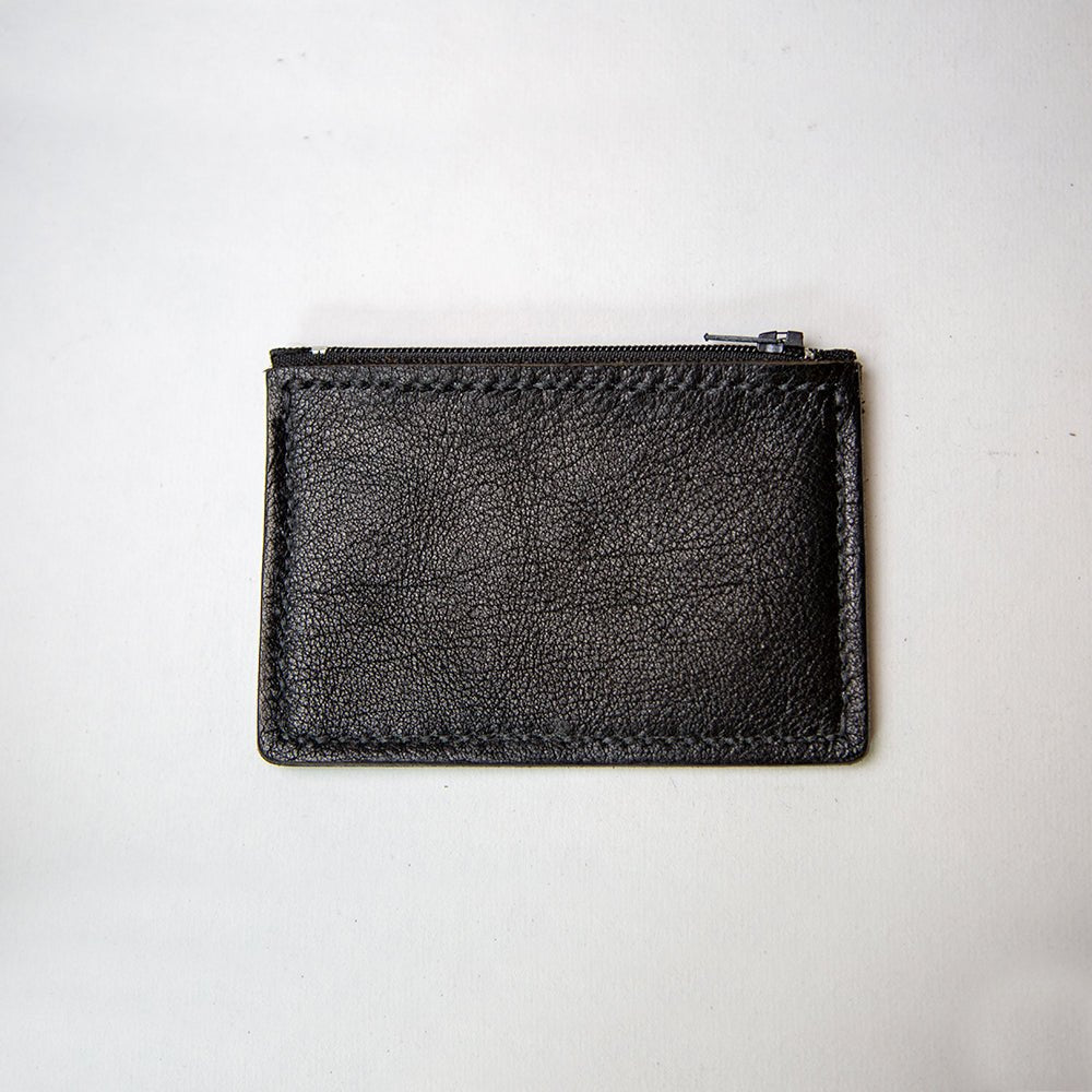 Leren mini portemonnee Zwart | Minimalistic - 12x8 cm - Creating adventure