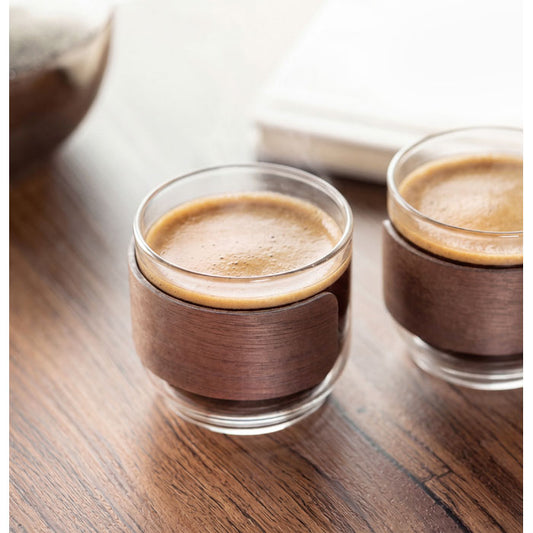 Gepersonaliseerde koffieglazen met walnoothout